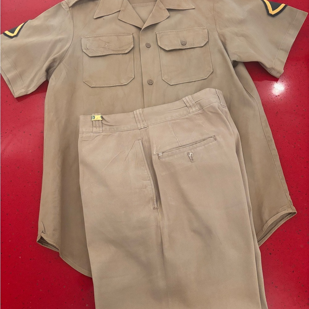 Tan Short Sleeve Uniform Shirt and Pants Set